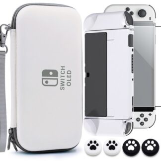 Чехол-клатч для Nintendo Switch Oled (крышка, чехлы для joy-con, накладки, стекло) серый