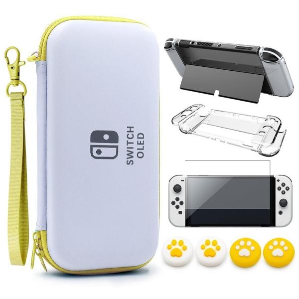 Чехол-клатч для Nintendo Switch Oled (крышка, чехлы для joy-con, накладки, стекло) желтый