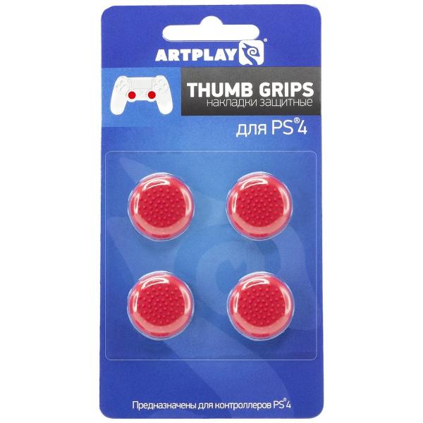 PS4 Накладки Artplays Thumb Grips 4 шт красные