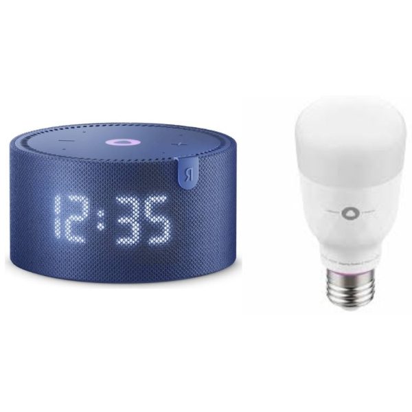 Яндекс Станция Мини 2 с часами синий + Яндекс лампочка Bulb E27 Яндекс YNDX-00018