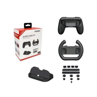 Dobe Super Game Kit для Nintendo Switch (контейнер для картриджей, чехол-крышка, стекло, зарядка для joy-con, ремешки, накладки)