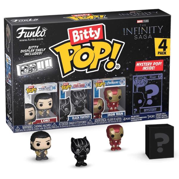 Фигурка Funko Bitty POP! Marvel Infinity Saga S4 Loki+B Panther+Iron Man+Mystery (1 of 4) 4PK 71506