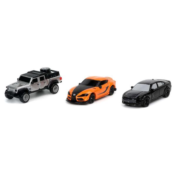 Набор Машинок Форсаж 1.65" 2020 Jeep Gladiator, 2019 Dodge Charger SRT Hellcat Widebody, 2020 Toyota Supra 32481